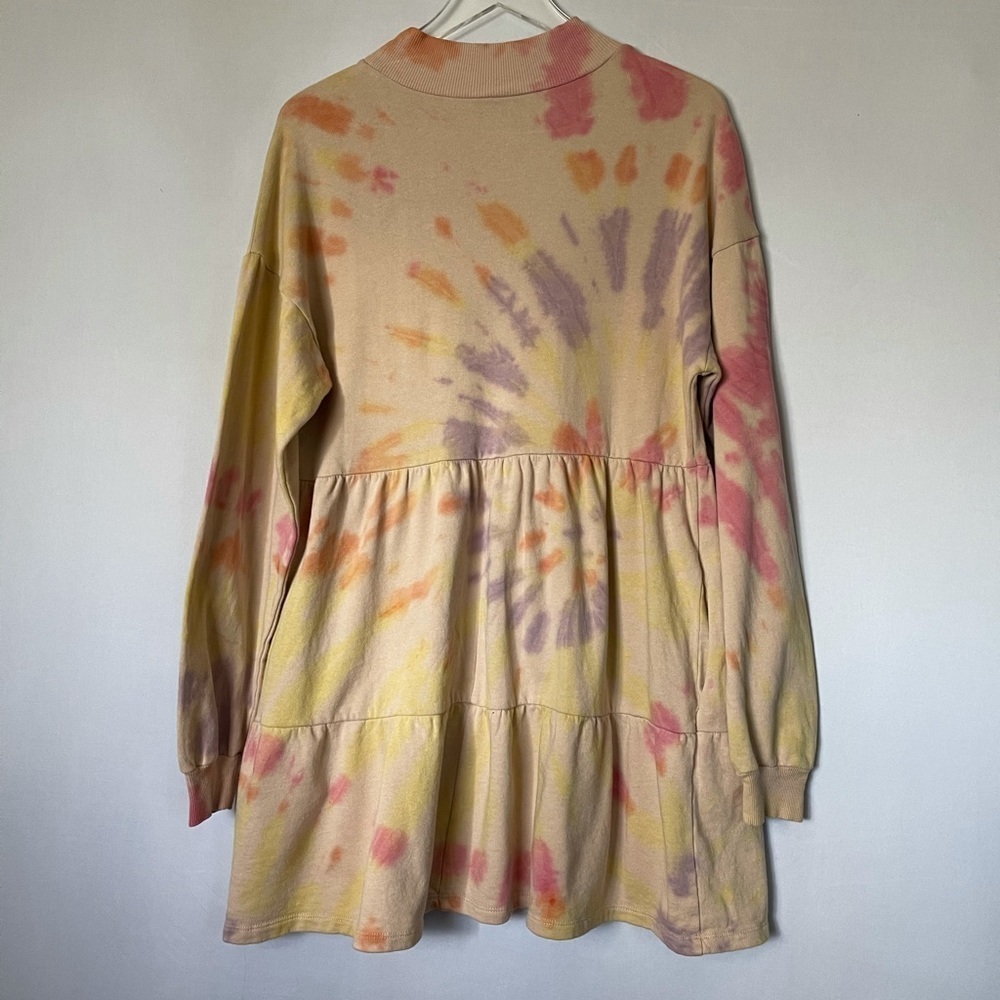 Pastel Tie Dye Tiered Sweatshirt Dress M - Picture 5 of 11